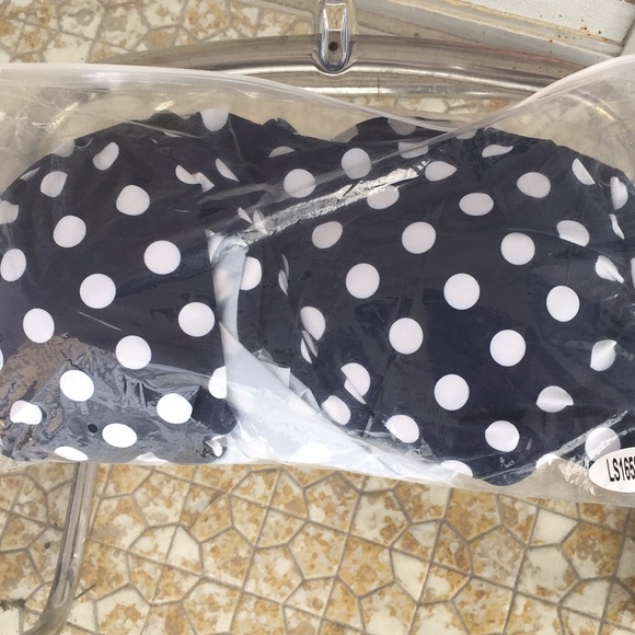 Polka Dot Flounce Bikini Set Plus Size Blue - Picture 5 of 6